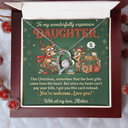 To My Daughter Necklace From Mother, Funny Christmas Gift for Daughter, Sentimental Mom and Daughter Gift - Love Knot Necklace-LKN64305