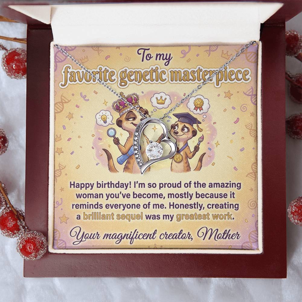 To My Genetic Masterpiece Necklace From Mother - Happy Birthday Gift for Daughter, Funny Mom Gift Idea, Love Knot Necklace-LKN86651