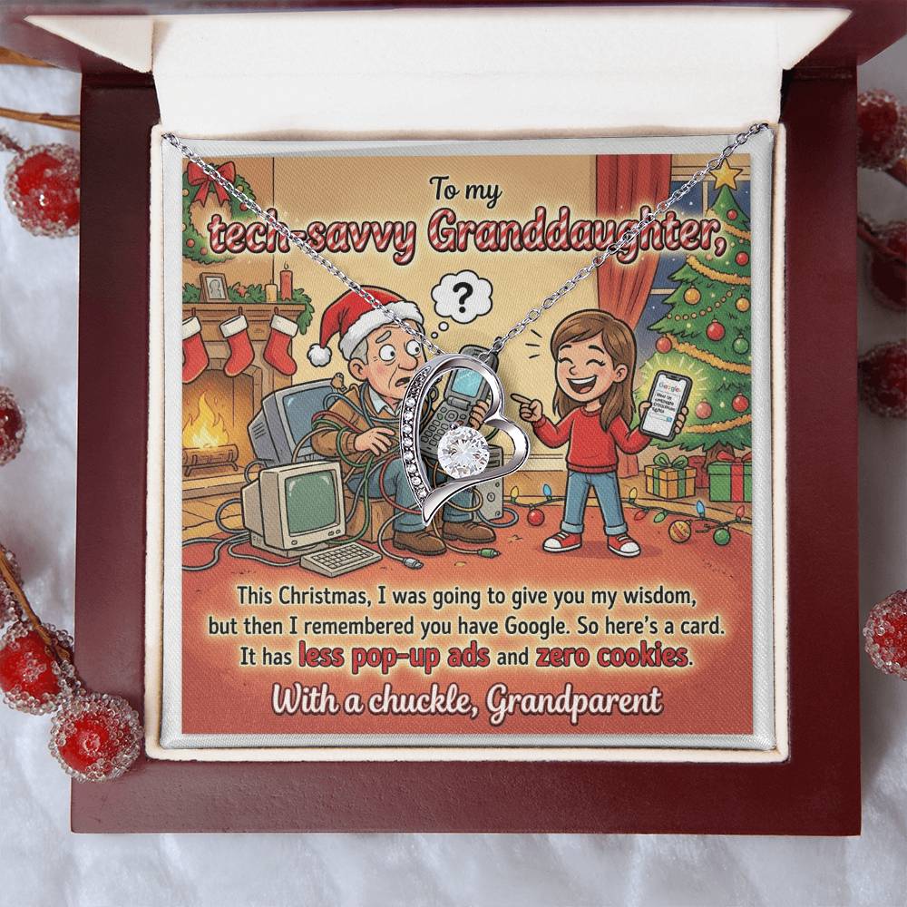 To My Granddaughter Necklace From Grandparent - Funny Christmas Gift, Humorous Tech-Savvy Granddaughter Xmas Present - Love Knot Necklace-LKN45469