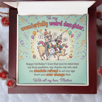 To My Daughter Necklace From Mother, Happy Birthday Gift, Funny Gift for Weird Daughter from Mom - Love Knot Necklace-LKN73327