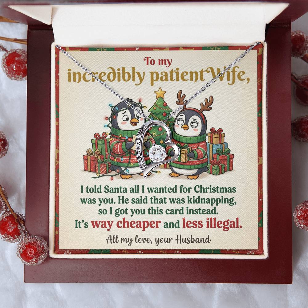 To My Wife Necklace From Husband, Funny Christmas Gift for Her, Romantic Holiday Present, Anniversary Gift - Love Knot Necklace-LKN66194