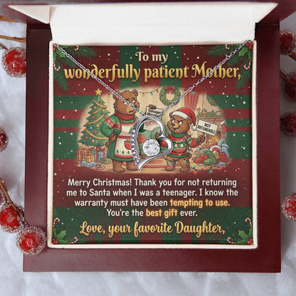 To My Mother Necklace From Daughter, Funny Christmas Gift For Mom, Birthday Gift, You're The Best Gift Ever, Love Knot Necklace-LKN10030