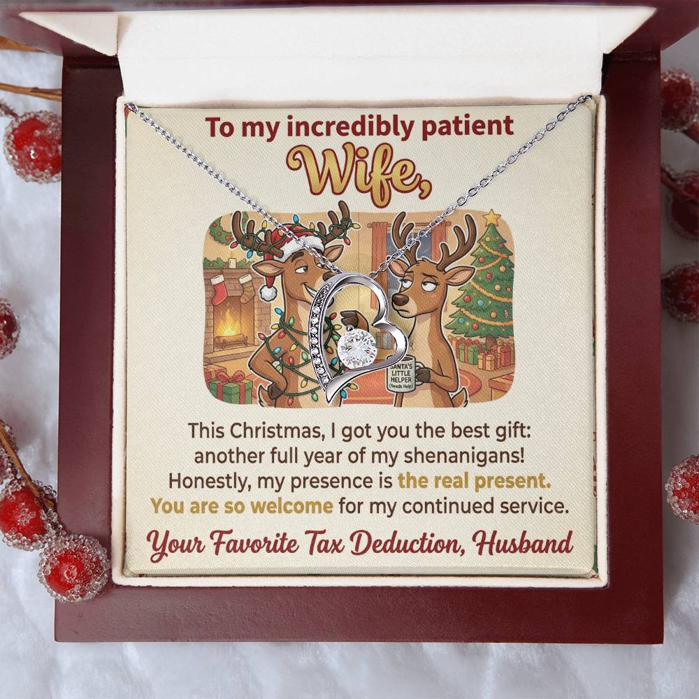To My Wife Necklace From Husband, Funny Christmas Gift, Holiday Present for Her - Love Knot Necklace-LKN64416