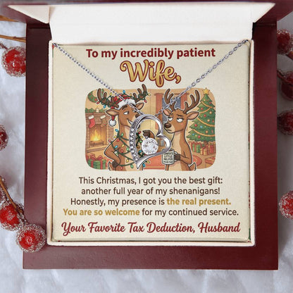 To My Wife Necklace From Husband, Funny Christmas Gift, Holiday Present for Her - Love Knot Necklace-LKN64416