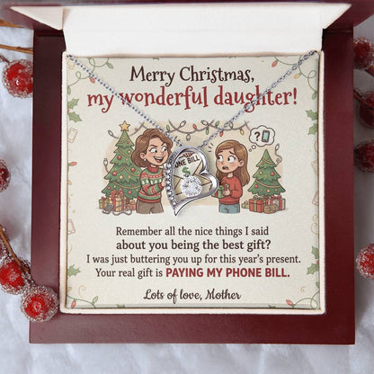 To My Daughter Necklace From Mother, Funny Christmas Gift, Xmas Present For Her, Love Knot Necklace-LKN73271