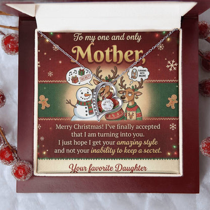 To My Mother Necklace From Daughter, Funny Christmas Gift for Mom, Holiday Present - Love Knot Necklace-LKN61833