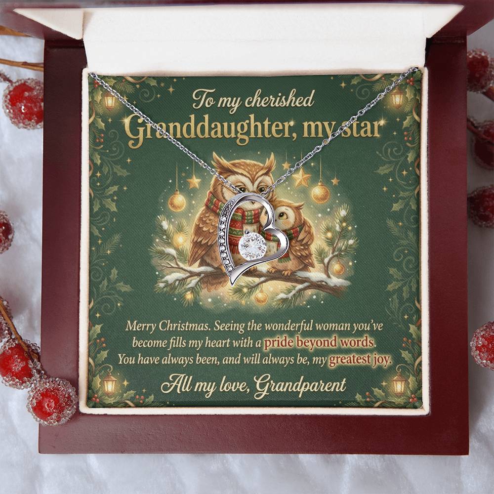 To My Granddaughter Necklace From Grandparent, Merry Christmas Gift, Sentimental Gift for My Star, Greatest Joy - Love Knot Necklace-LKN86139