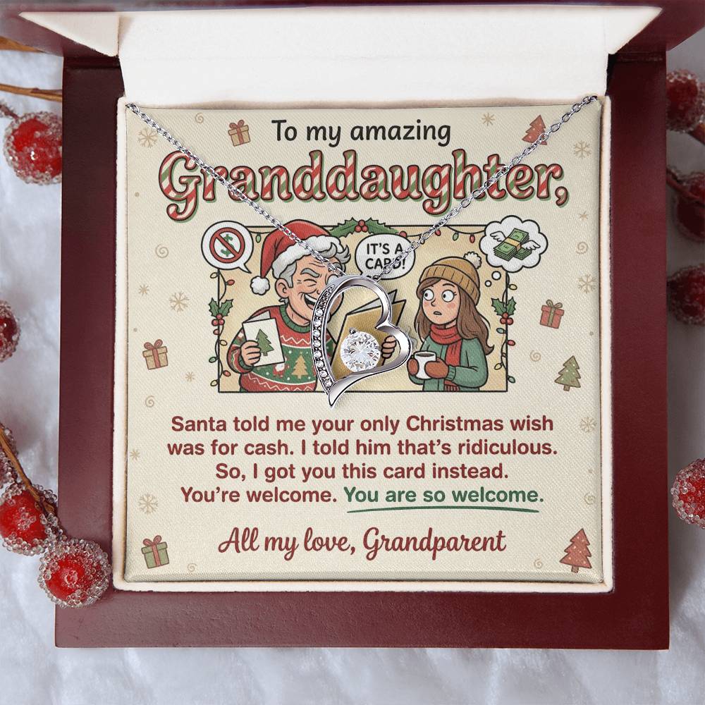 To My Granddaughter Necklace From Grandparent - Funny Christmas Gift for Her, Xmas Gift Idea from Grandparents, Love Knot Necklace-LKN20224
