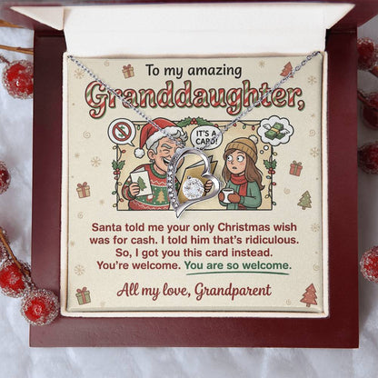 To My Granddaughter Necklace From Grandparent - Funny Christmas Gift for Her, Xmas Gift Idea from Grandparents, Love Knot Necklace-LKN20224