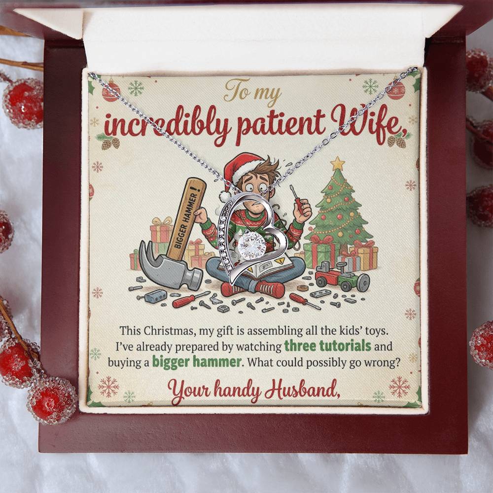 To My Wife Necklace From Husband, Funny Christmas Gift For Wife, Holiday Gift Idea, Love Knot Necklace-LKN13765