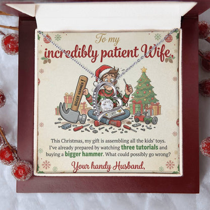 To My Wife Necklace From Husband, Funny Christmas Gift For Wife, Holiday Gift Idea, Love Knot Necklace-LKN13765