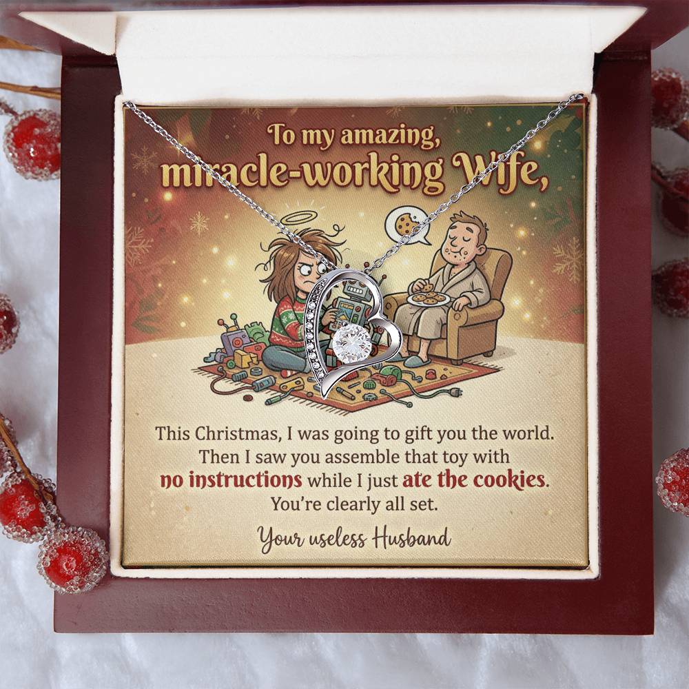 To My Wife Necklace From Husband, Funny Christmas Gift For Her, Miracle-Working Wife, Holiday Gift, Love Knot Necklace-LKN55827