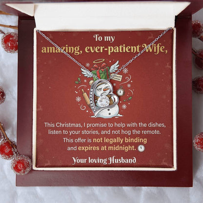 To My Wife Necklace From Husband - Funny Christmas Gift, Hilarious Holiday Present for Her - Love Knot Necklace-LKN91684