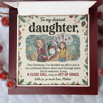 To My Daughter Necklace From Mother, Funny Christmas Gift for Daughter, Sentimental Teenage Years Present, Love Knot Necklace-LKN81682