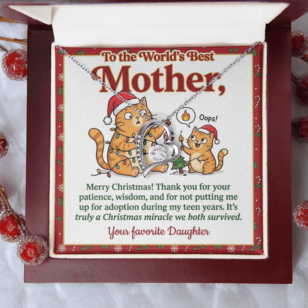 To My Mother Necklace From Daughter - Funny Christmas Gift for the World's Best Mom - Love Knot Necklace-LKN21180