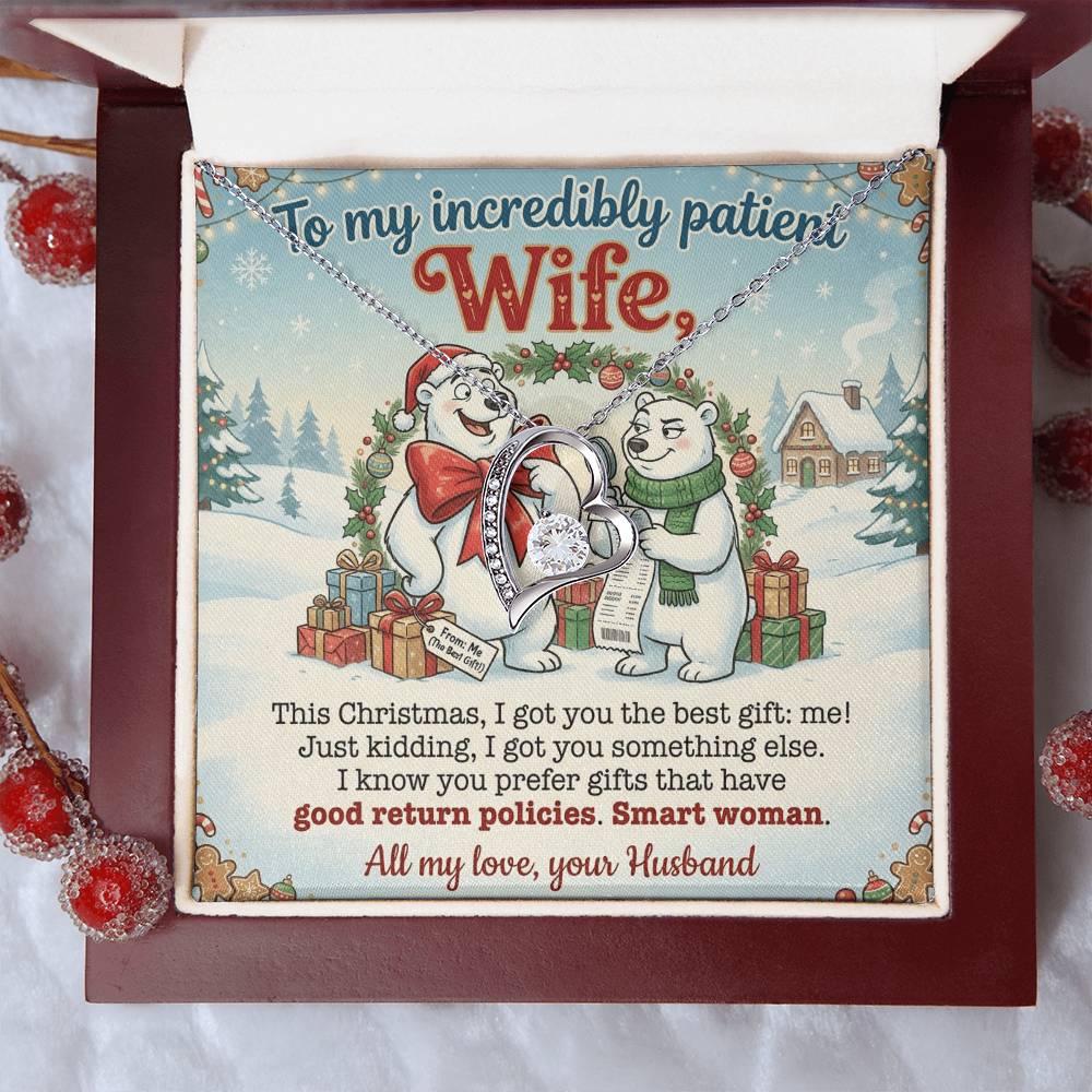 To My Wife Necklace From Husband, Funny Christmas Gift for Her, Incredibly Patient Wife, Holiday Jewelry - Love Knot Necklace-LKN77786