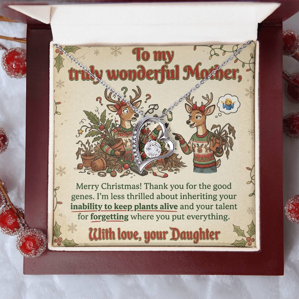 To My Mother Necklace From Daughter, Funny Christmas Gift For Mom, Xmas Present For Her, Love Knot Necklace-LKN53783