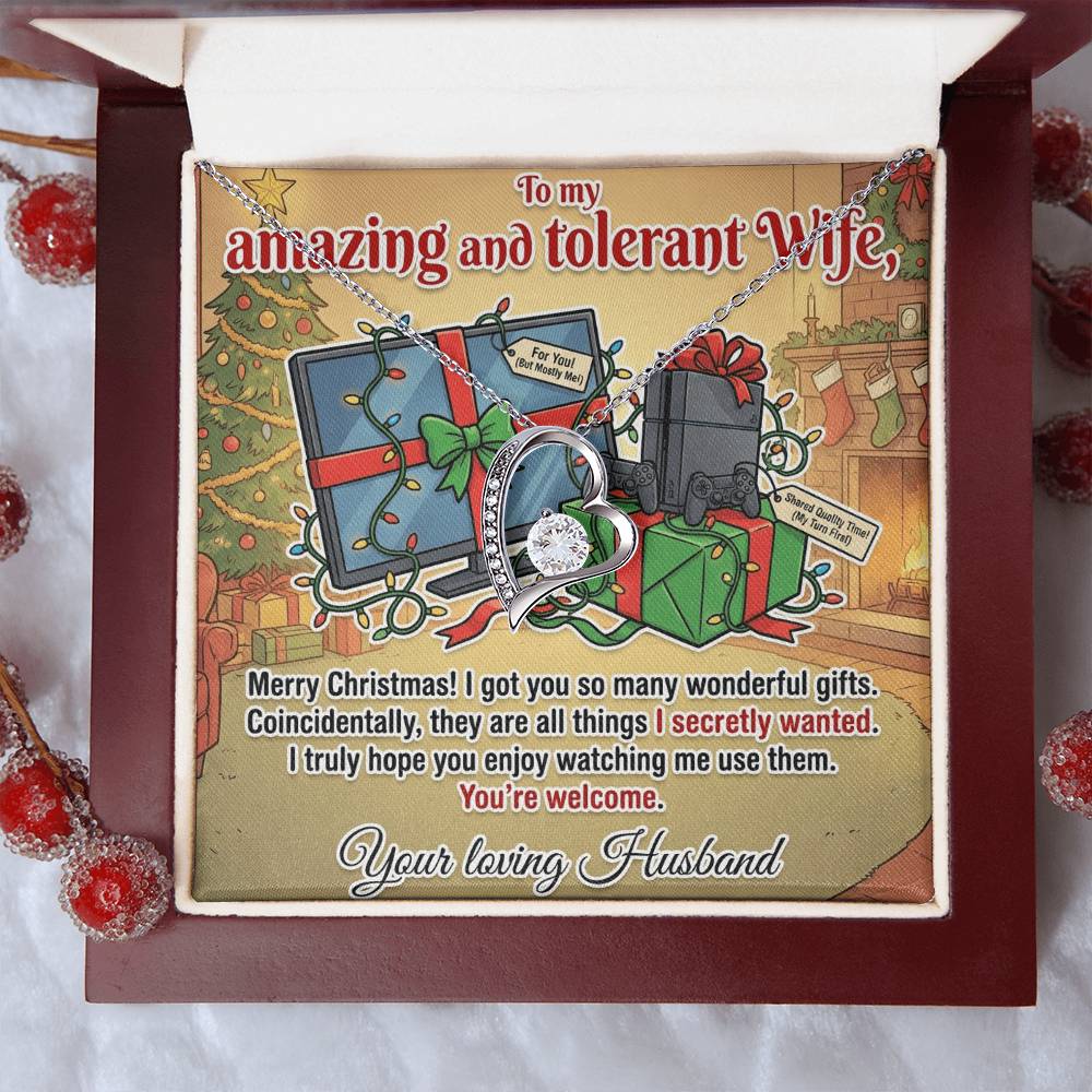 To My Wife Necklace From Husband, Funny Christmas Gift for Her, Xmas Gag Gift Idea, Love Knot Necklace-LKN53887