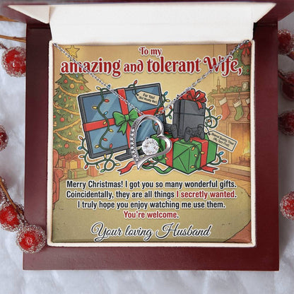 To My Wife Necklace From Husband, Funny Christmas Gift for Her, Xmas Gag Gift Idea, Love Knot Necklace-LKN53887