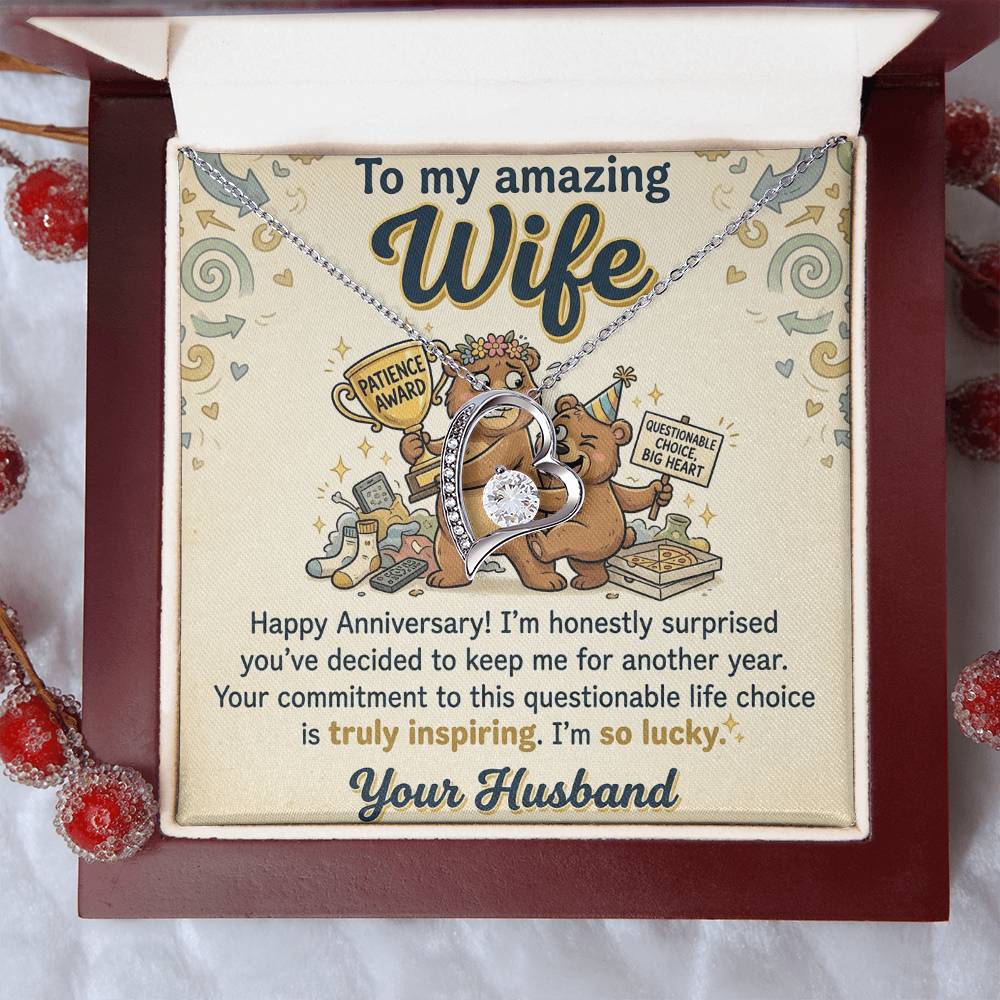 To My Wife Necklace From Husband - Funny Anniversary Gift for Her, Humorous Jewelry Gift from Hubby Love Knot Necklace-LKN44773
