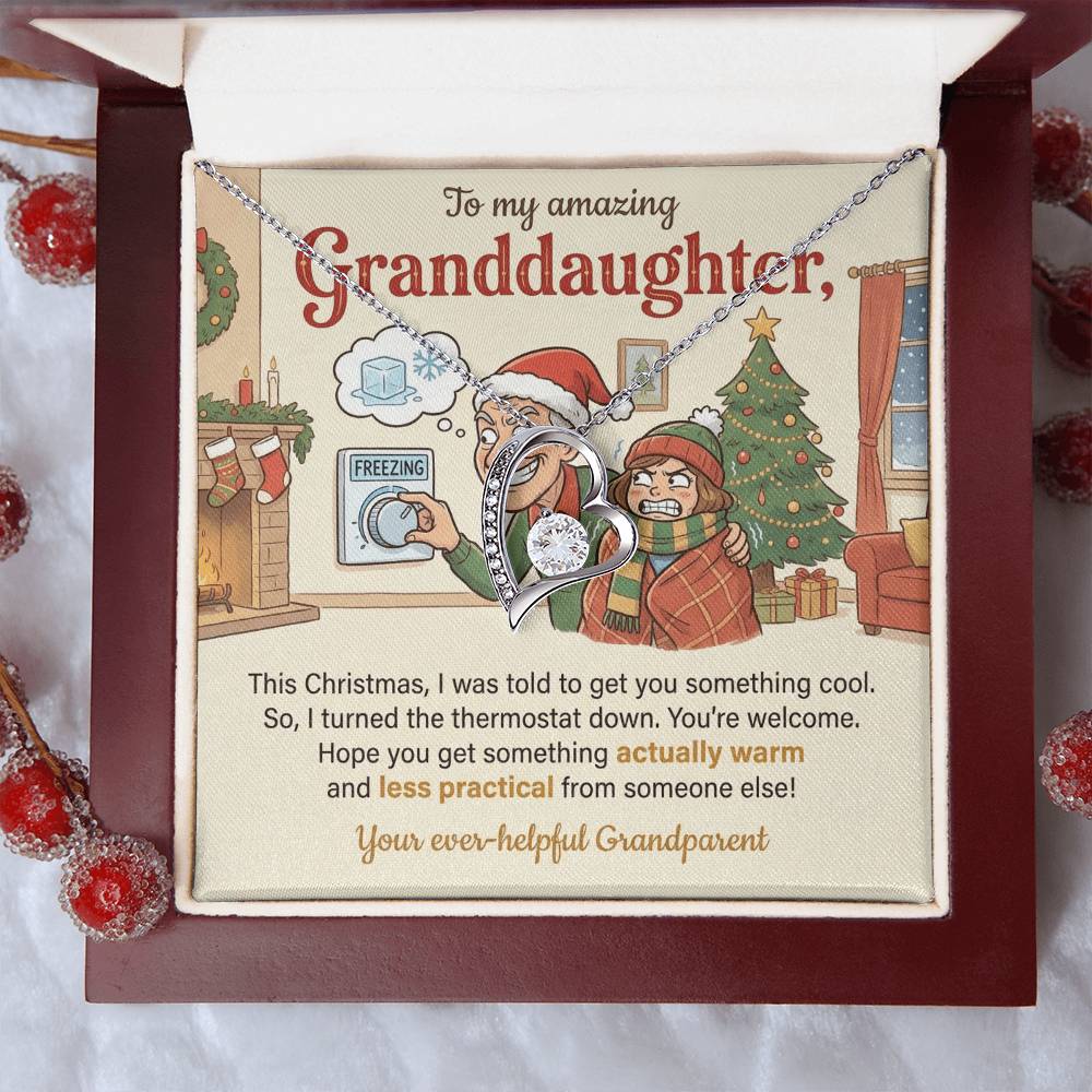 To My Granddaughter Necklace From Grandparent, Funny Christmas Gift, Xmas Present for Granddaughter, Holiday Gift Idea - Love Knot Necklace-LKN60839