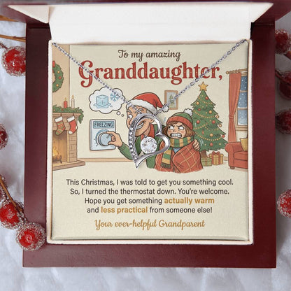 To My Granddaughter Necklace From Grandparent, Funny Christmas Gift, Xmas Present for Granddaughter, Holiday Gift Idea - Love Knot Necklace-LKN60839