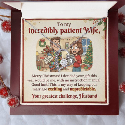 To My Wife Necklace From Husband, Funny Christmas Gift For Wife, Xmas Gift, Marriage Gift, Love Knot Necklace-LKN89109