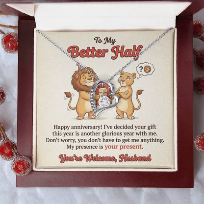 To My Husband Necklace From Wife, Funny Happy Anniversary Gift for My Better Half, Joke Gift for Him - Love Knot Necklace-LKN21228