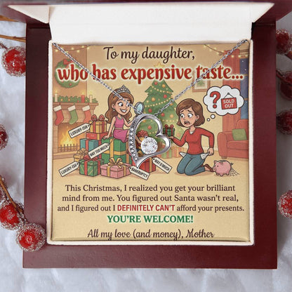 To My Daughter Necklace From Mother, Funny Christmas Gift, Sarcastic Holiday Present For Daughter From Mom, Birthday Gift - Love Knot Necklace-LKN94854