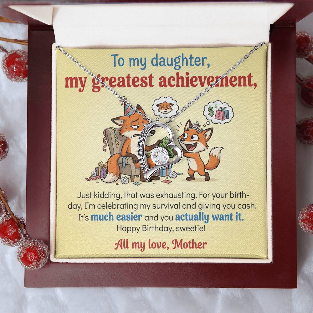 To My Daughter Necklace From Mother, Funny Birthday Gift For Daughter, Gift From Mom, Love Knot Necklace-LKN93599