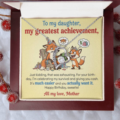 To My Daughter Necklace From Mother, Funny Birthday Gift For Daughter, Gift From Mom, Love Knot Necklace-LKN93599