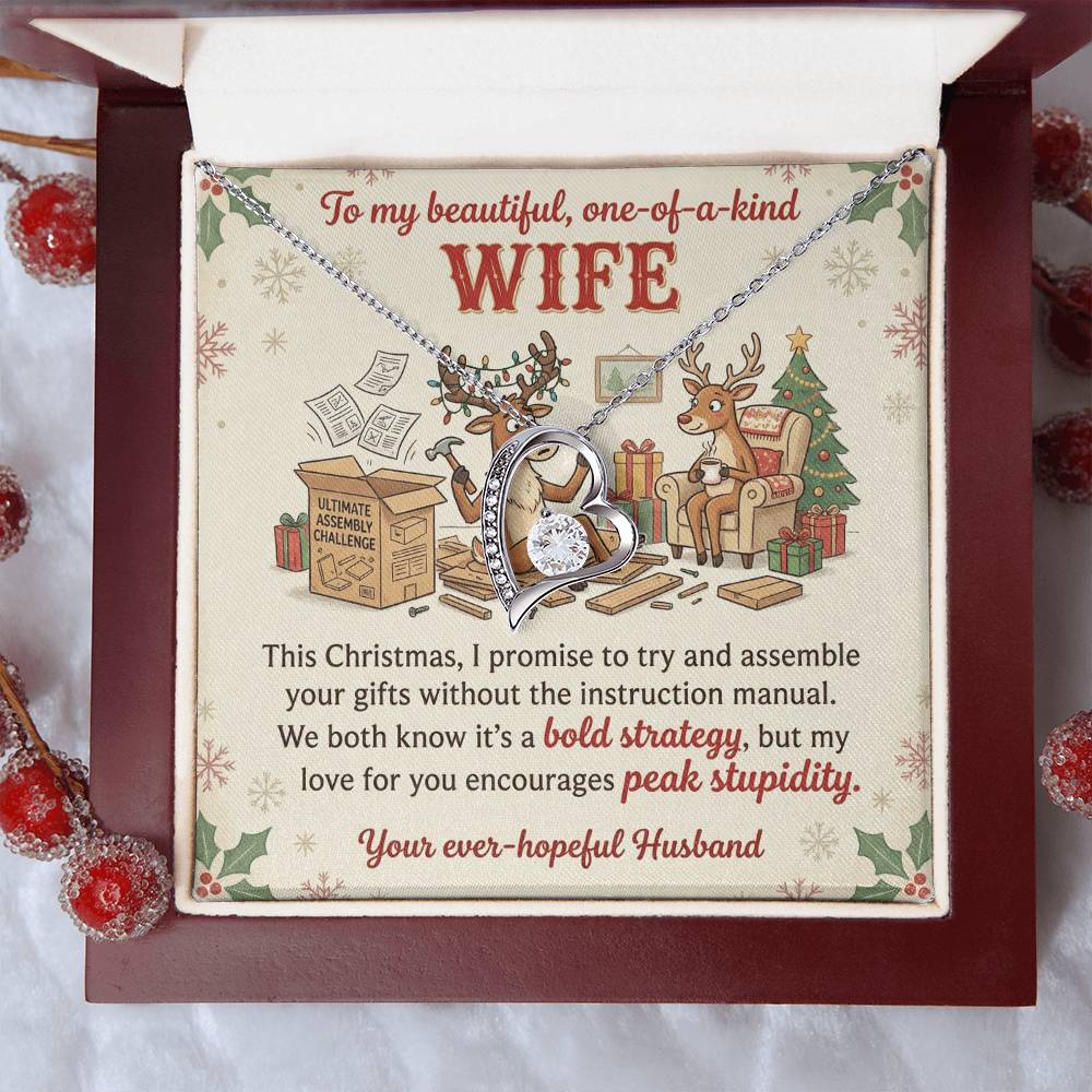 To My Wife Necklace From Husband, Funny Christmas Gift, Holiday Present for Her - Love Knot Necklace-LKN77334