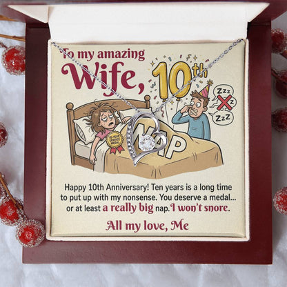 To My Wife Necklace From Husband, Funny 10th Anniversary Gift For Wife - Love Knot Necklace-LKN27220