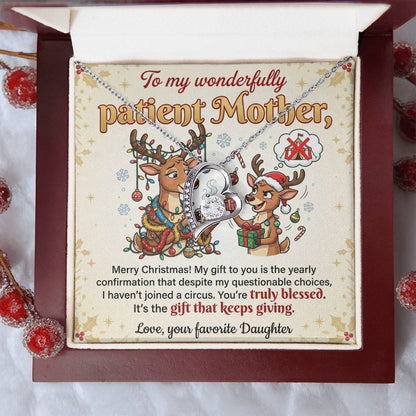 To My Mother Necklace From Daughter, Funny Christmas Gift For Mom, Xmas Present, Birthday Gift - Love Knot Necklace-LKN36317