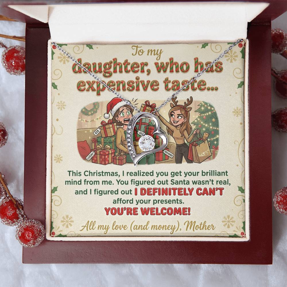 To My Daughter Necklace From Mother, Funny Christmas Gift For Daughter From Mom, Birthday Gift - Love Knot Necklace-LKN74071