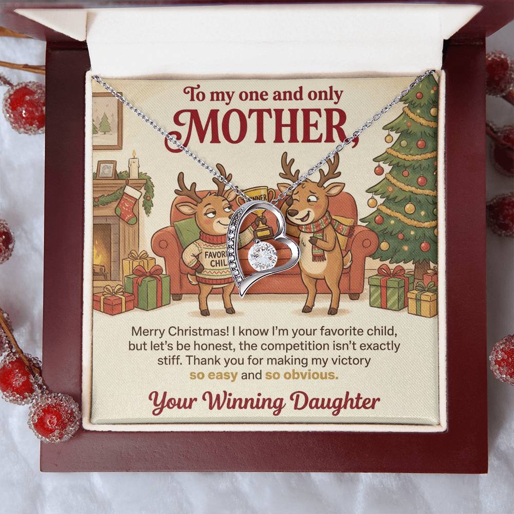 To My Mother Necklace From Daughter, Funny Favorite Child Christmas Gift, Xmas Present for Mom - Love Knot Necklace-LKN75523