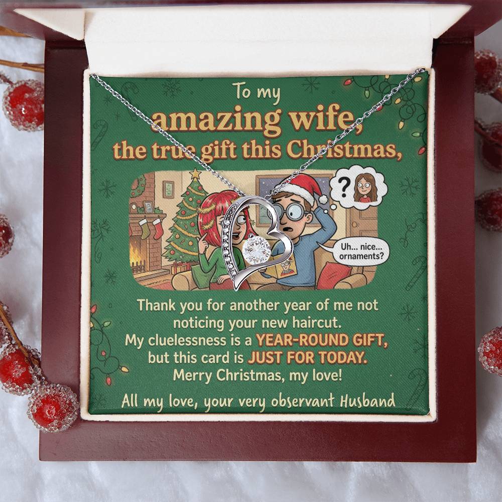 To My Wife Necklace From Husband, Funny Christmas Gift, The True Gift This Christmas, Humorous Wife Gift, Love Knot Necklace-LKN79300