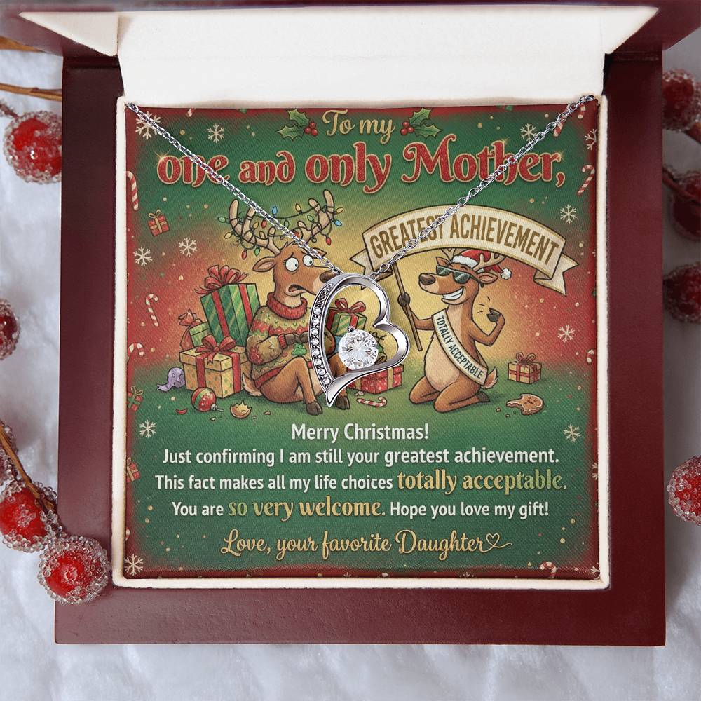 To My Mother Necklace From Daughter, Funny Christmas Gift, Greatest Achievement, Holiday Gift for Mom - Love Knot Necklace-LKN76298