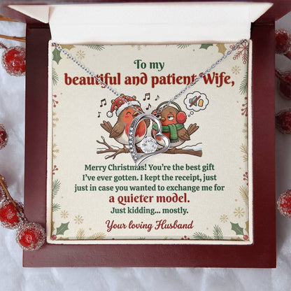 To My Wife Necklace From Husband, Funny Christmas Gift For Her, Xmas Gift Idea - Love Knot Necklace-LKN91668