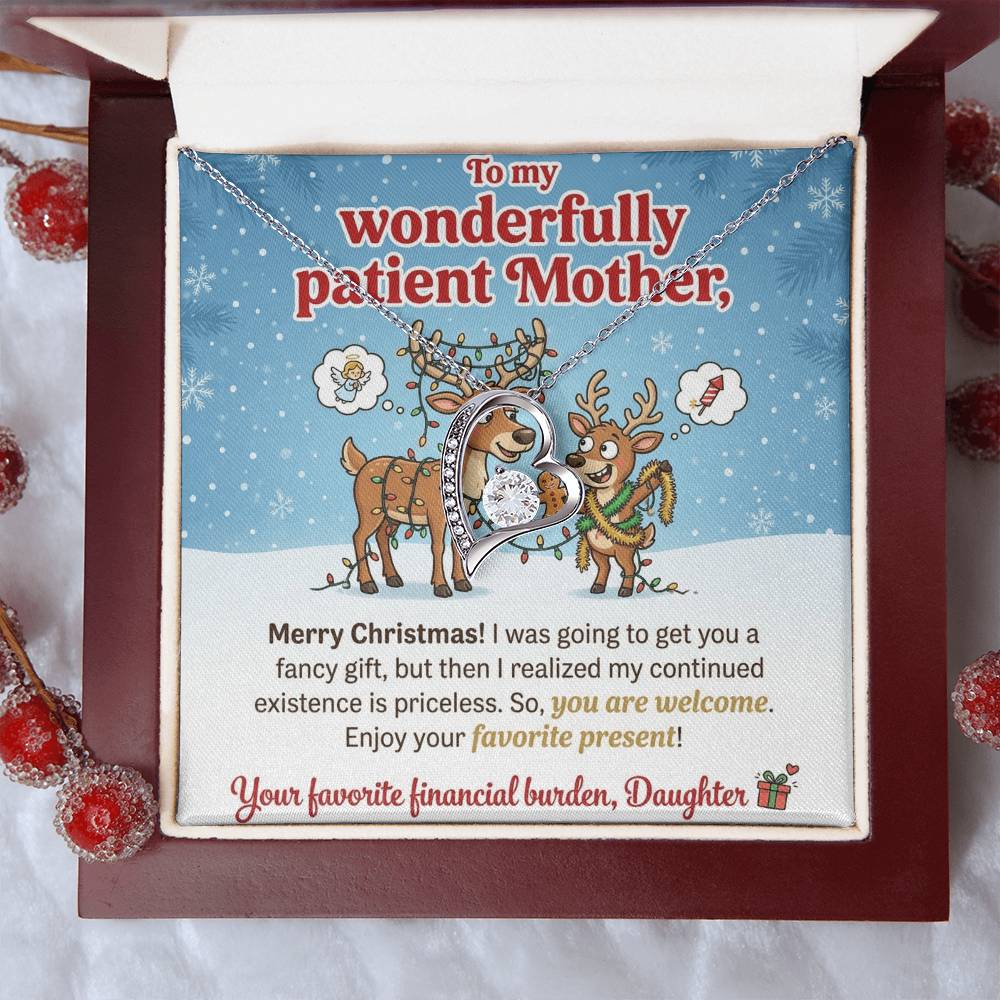 To My Mother Necklace From Daughter, Funny Christmas Gift For Mom, Holiday Present, Favorite Financial Burden - Love Knot Necklace-LKN97710
