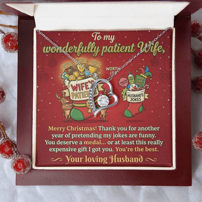 To My Wife Necklace From Husband, Funny Christmas Gift For Her, Husband to Wife Jewelry, Holiday Gift for Wife - Love Knot Necklace-LKN80863