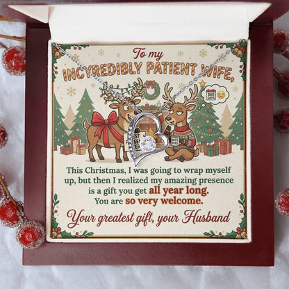 To My Wife Necklace From Husband, Funny Christmas Gift, Humorous Xmas Present for Her, Love Knot Necklace-LKN57871