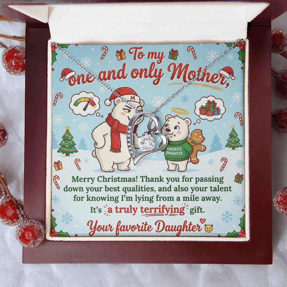 To My Mother Necklace From Daughter, Funny Christmas Gift for Mom, Holiday Present, Mother's Day Gift Idea - Love Knot Necklace-LKN22840