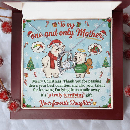 To My Mother Necklace From Daughter, Funny Christmas Gift for Mom, Holiday Present, Mother's Day Gift Idea - Love Knot Necklace-LKN22840