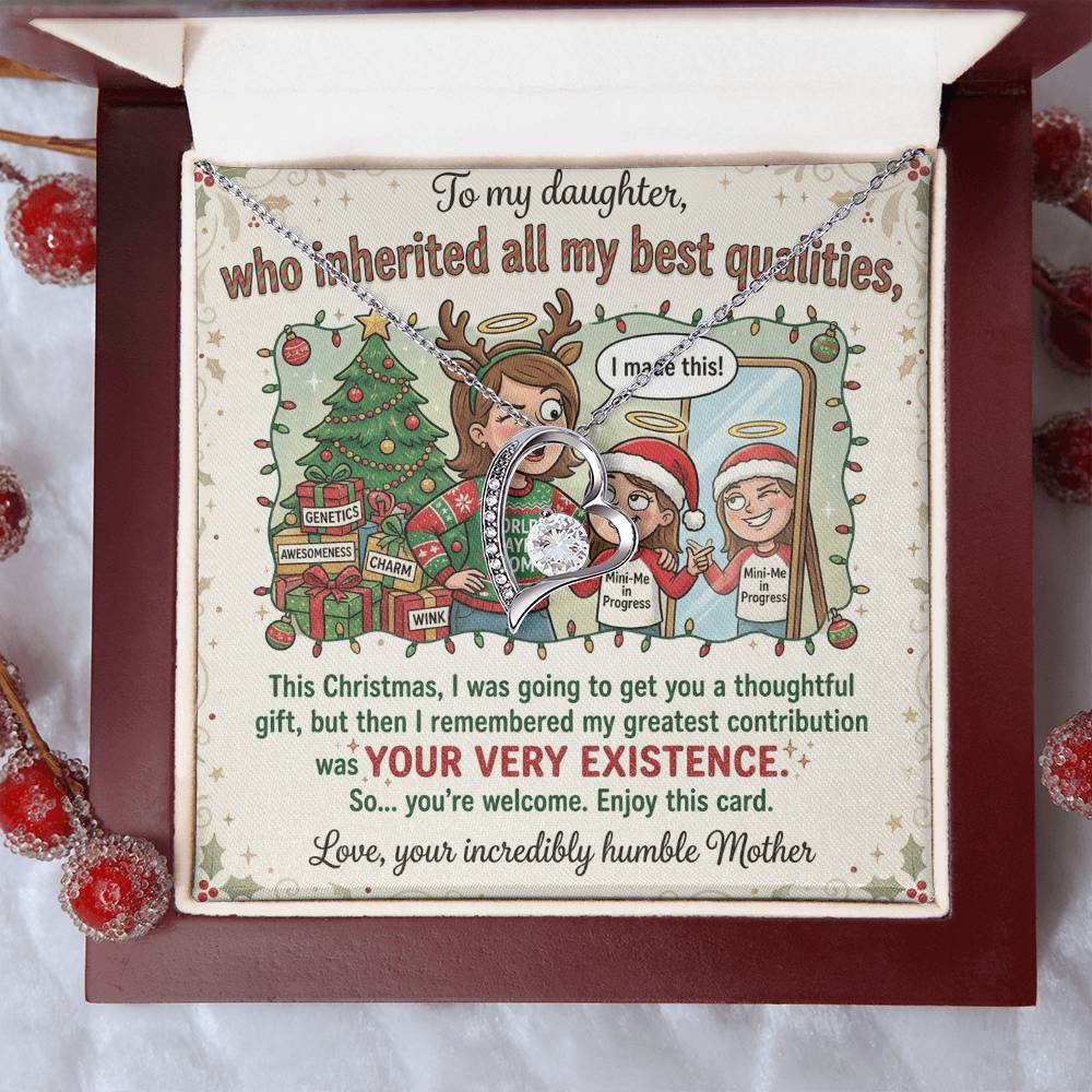 To My Daughter Necklace From Mother, Funny Christmas Gift, Gift For Daughter From Mom - Love Knot Necklace-LKN29867