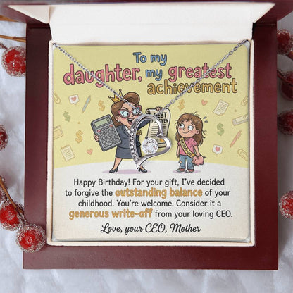 To My Daughter Necklace From Mother, Funny Happy Birthday Gift, CEO Mom Gift For Her - Love Knot Necklace-LKN28995