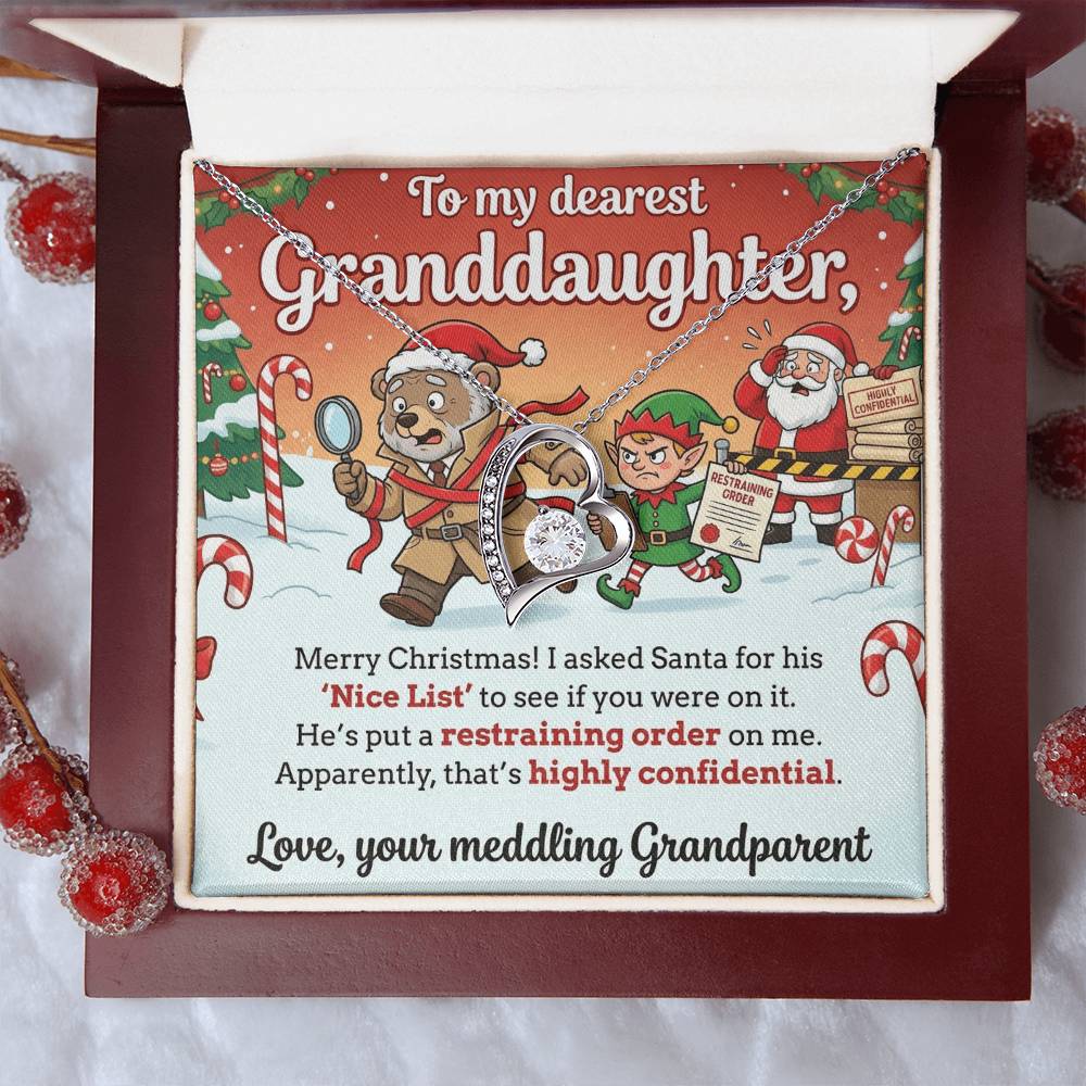 To My Granddaughter Necklace From Grandparent, Funny Christmas Gift, Humorous Holiday Present For Granddaughter - Love Knot Necklace-LKN91321