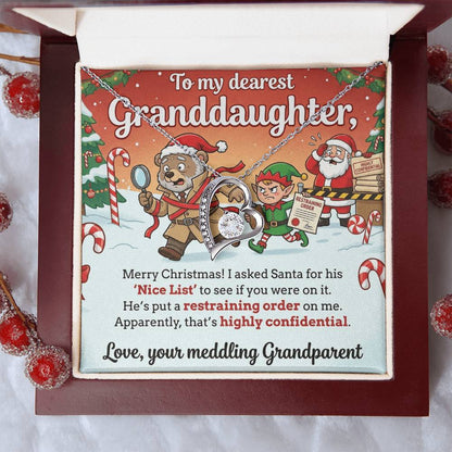 To My Granddaughter Necklace From Grandparent, Funny Christmas Gift, Humorous Holiday Present For Granddaughter - Love Knot Necklace-LKN91321