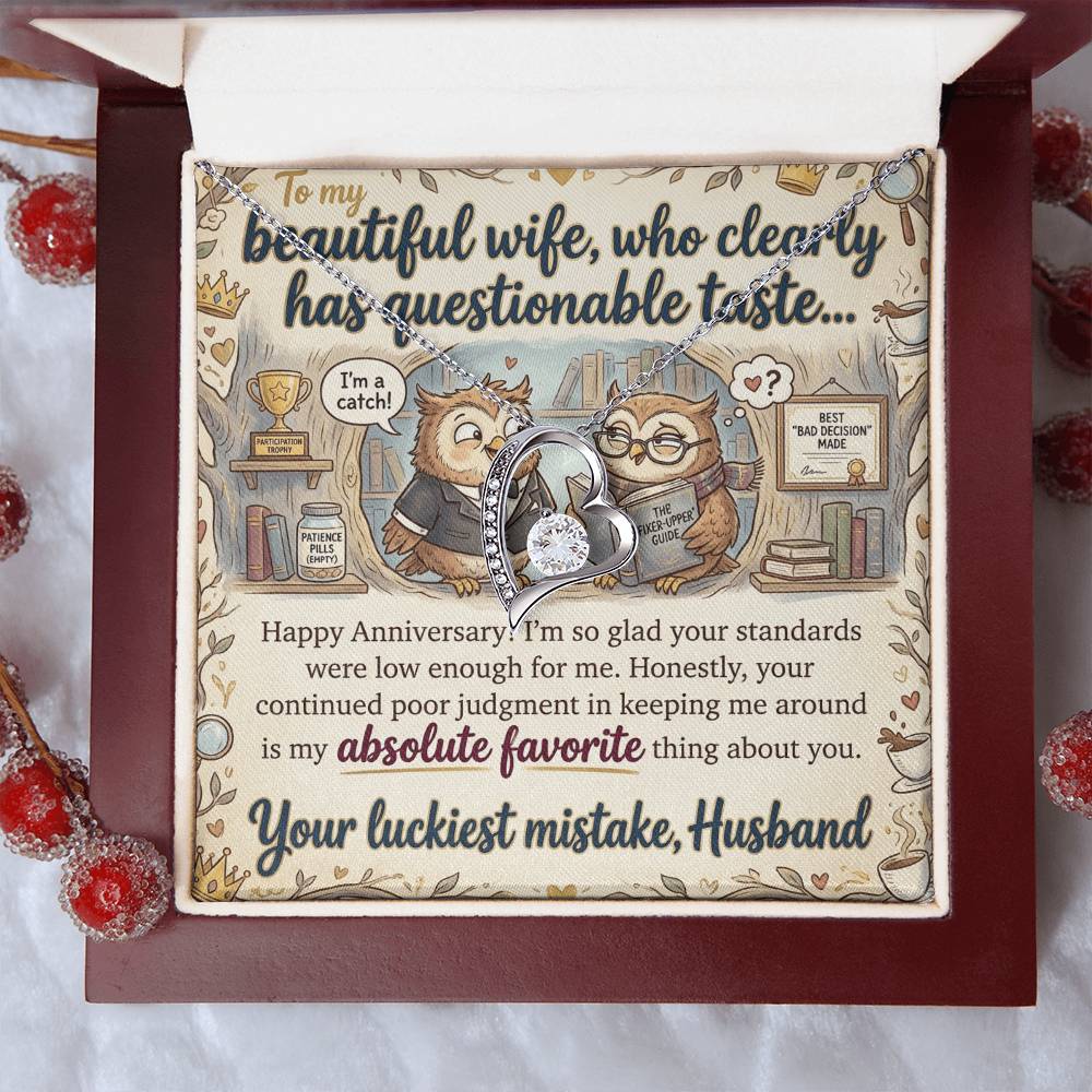 To My Wife Necklace From Husband, Funny Anniversary Gift For Her, Love Knot Necklace-LKN88044
