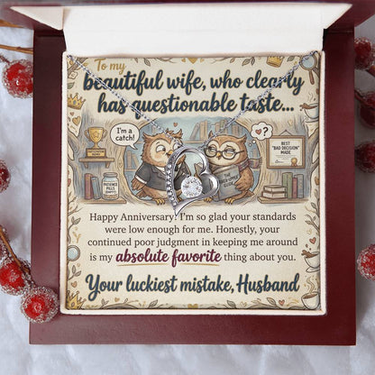 To My Wife Necklace From Husband, Funny Anniversary Gift For Her, Love Knot Necklace-LKN88044
